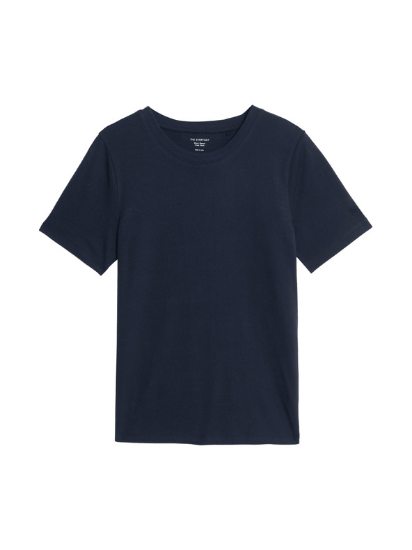 Marks & Spencer Tmavě modré dámské bavlněné basic tričko Marks & Spencer