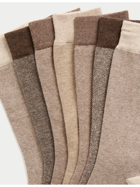 Marks & Spencer Sada sedmi párů pánských ponožek v hnědé barvě Marks & Spencer