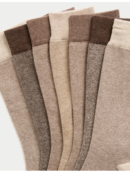 Marks & Spencer Sada sedmi párů pánských ponožek v hnědé barvě Marks & Spencer