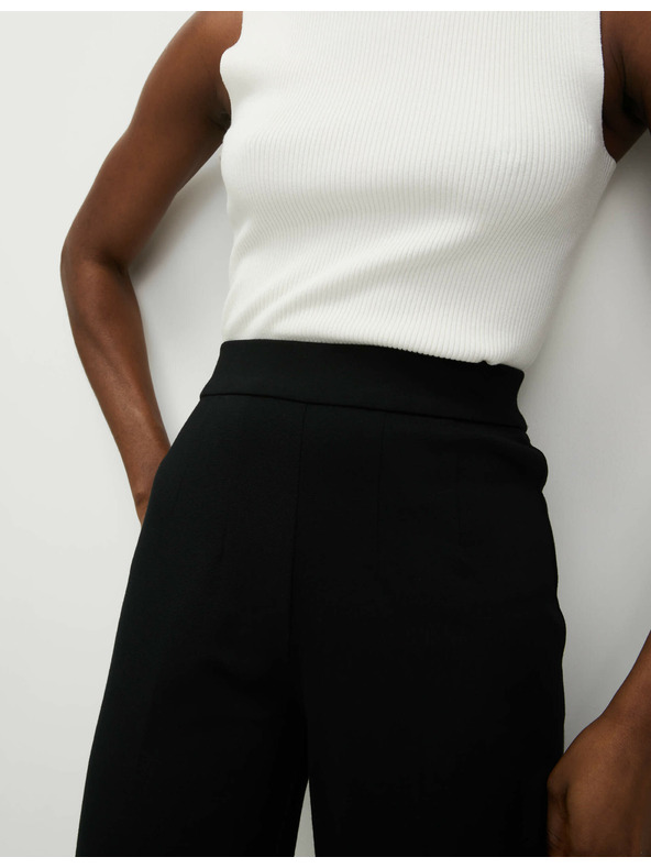 Marks & Spencer Černé dámské žerzejové kalhoty s rovnými nohavicemi Marks & Spencer