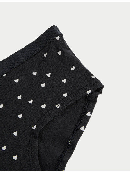 Marks & Spencer Šortky s vysokým podílem bavlny a potiskem s motivem srdce, 7 ks (5–16 let) Marks & Spencer černá