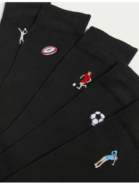 Marks & Spencer Ponožky s výšivkou a technologií Cool & Fresh™, sada 5 párů Marks & Spencer černá