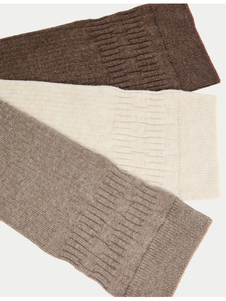Marks & Spencer 3 páry ponožek s jemným lemem Marks & Spencer hnědá