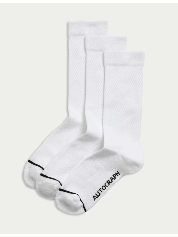 Marks & Spencer Sportovní ponožky ze směsi bavlny Supima®, 3 ks Marks & Spencer bílá