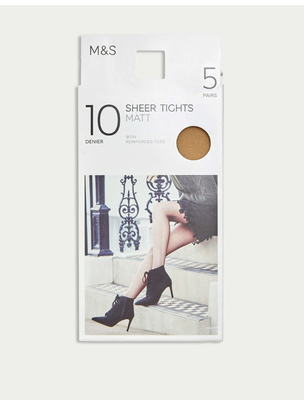 Marks & Spencer Punčochy 10 DEN, 5 párů v balení Marks & Spencer béžová