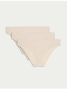 Marks & Spencer Neviditelné brazilské kalhotky bez viditelných lemů, 3 ks v balení Marks & Spencer béžová