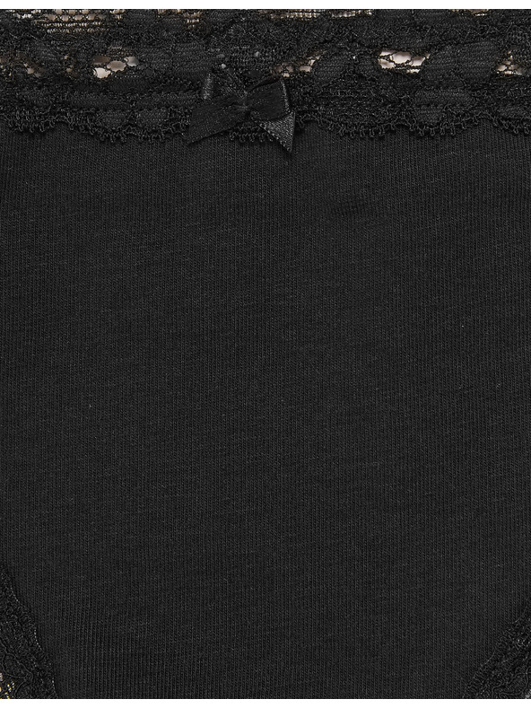 Marks & Spencer Bavlněné kalhotky s krajkou sada 3 ks Marks & Spencer černá