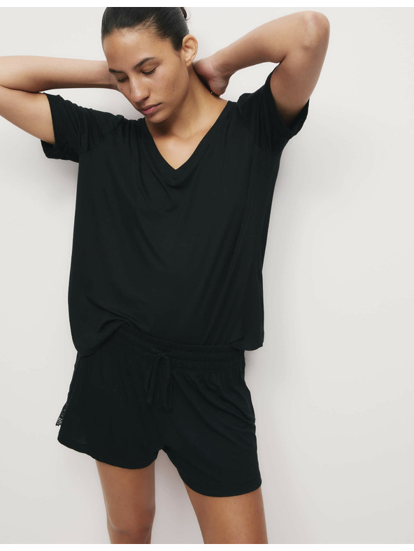 Marks & Spencer Pyžamový top s krajkovým detailem Marks & Spencer černá