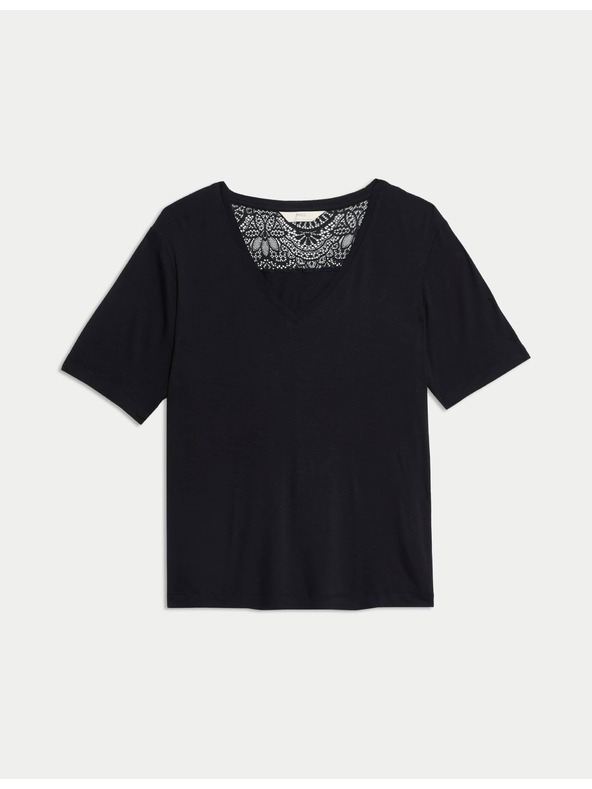 Marks & Spencer Pyžamový top s krajkovým detailem Marks & Spencer černá