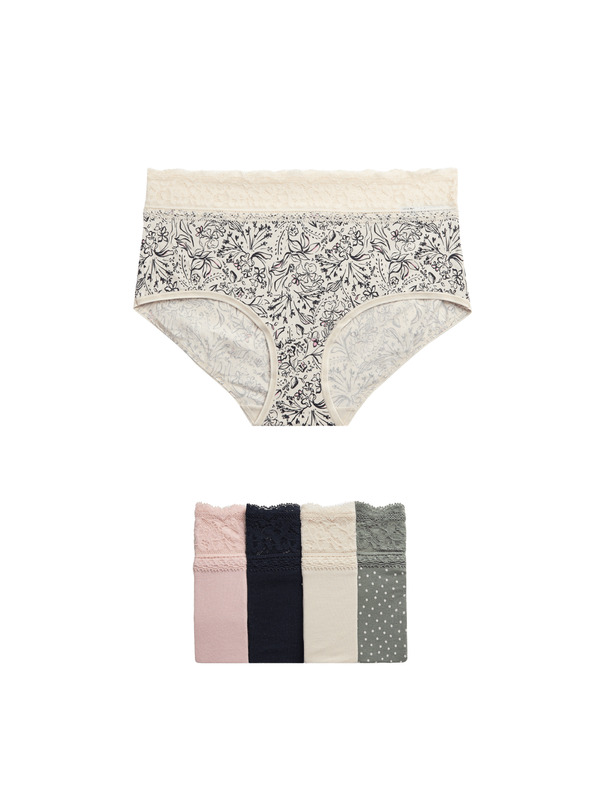 Marks & Spencer Šortkové kalhotky s vysokým pasem 5 ks Marks & Spencer zelená