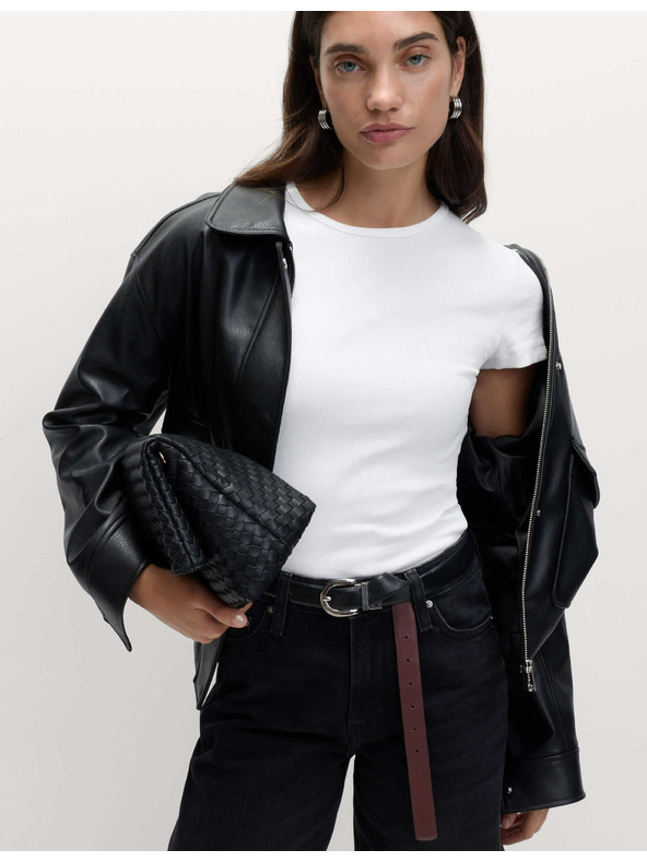 Marks & Spencer Žebrované tričko úzkého střihu s vysokým podílem bavlny Marks & Spencer bílá