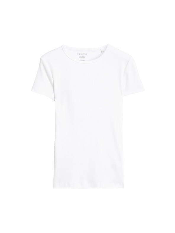 Marks & Spencer Žebrované tričko úzkého střihu s vysokým podílem bavlny Marks & Spencer bílá