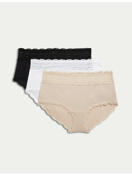 Marks & Spencer Šortky s vysokým pasem a vysokým podílem bavlny, 3 ks Marks & Spencer béžová