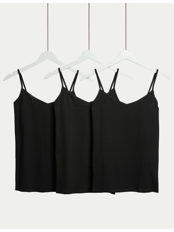 Marks & Spencer Tílko na ramínka s vysokým podílem bavlny, 3 ks Marks & Spencer černá