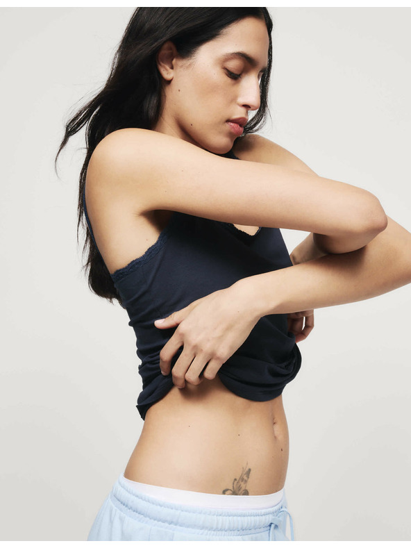 Marks & Spencer Tílko s krajkovým lemováním a vysokým podílem bavlny, 3 ks Marks & Spencer námořnická modrá