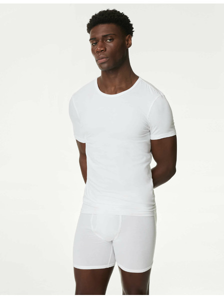 Marks & Spencer Sada tří pánských basic triček v bílé barvě s technologií Cool & Fresh™ Marks & Spencer