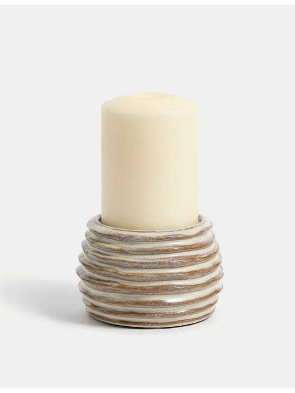 Marks & Spencer Žebrovaný keramický svícen Marks & Spencer smetanová