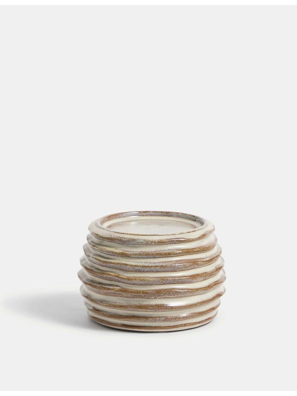 Marks & Spencer Žebrovaný keramický svícen Marks & Spencer smetanová