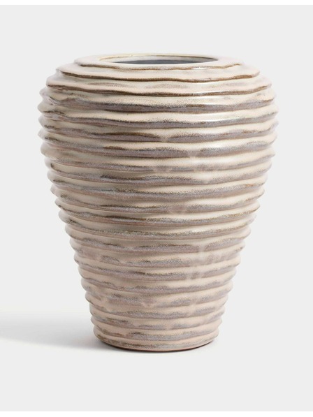 Marks & Spencer Středně velká keramická váza s lineárním žebrováním Marks & Spencer smetanová