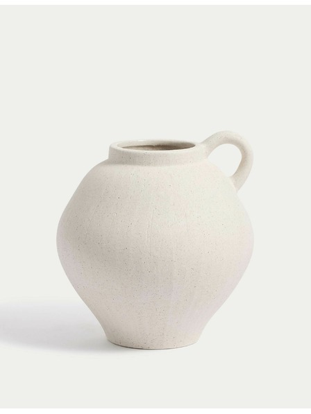 Marks & Spencer Malá keramická váza s tvarovanou rukojetí Marks & Spencer bílá