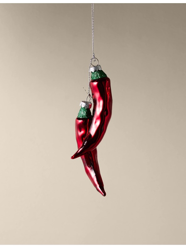 Marks & Spencer Skleněná dekorace s chilli papričkami Marks & Spencer červená