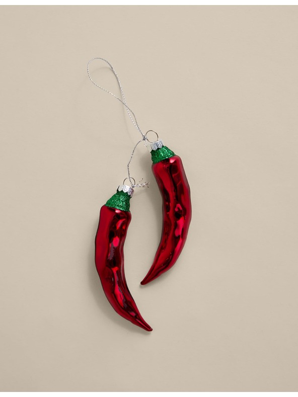 Marks & Spencer Skleněná dekorace s chilli papričkami Marks & Spencer červená
