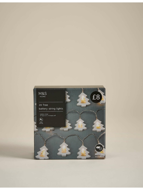Marks & Spencer Světelný řetěz na vánoční stromeček, s 20 světýlky, na baterii Marks & Spencer bílá