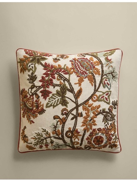 Marks & Spencer Polštář z čisté bavlny s květinovou výšivkou Marks & Spencer smetanová