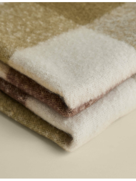 Marks & Spencer Károvaný přehoz z umělého mohéru Marks & Spencer zelená