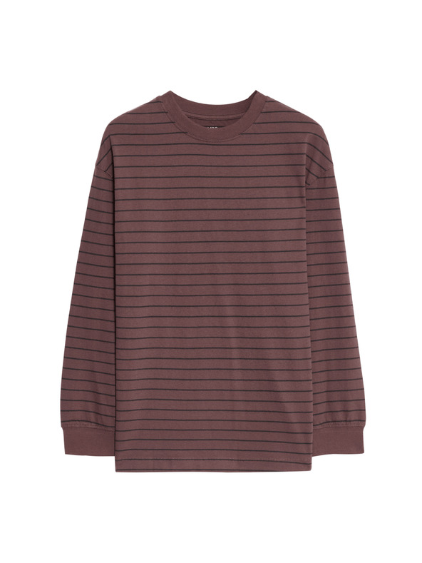 Marks & Spencer Pruhovaný top s dlouhým rukávem z čisté bavlny (6-16 let) Marks & Spencer červená