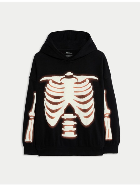 Marks & Spencer Mikina s kapucí Skeleton s vysokým obsahem bavlny (6-16 let) Marks & Spencer černá