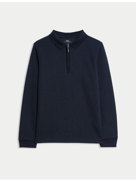 Marks & Spencer Piké polokošile s polovičním zipem, ze směsi bavlny (6–16 let) Marks & Spencer námořnická modrá