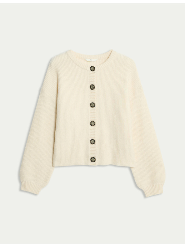 Marks & Spencer Žebrovaný pletený kardigan (6-16 let) Marks & Spencer smetanová