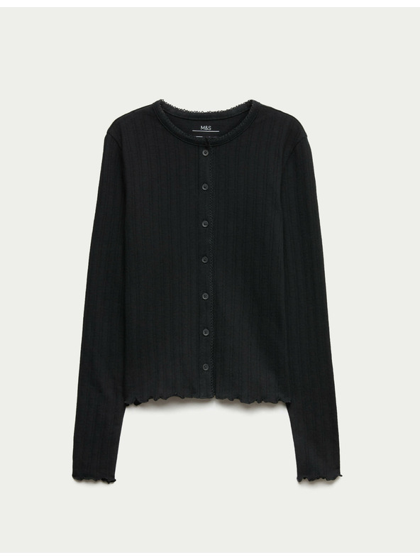 Marks & Spencer Topík s knoflíky a zapínáním na knoflíky s vysokým obsahem bavlny (6–16 let) Marks & Spencer černá