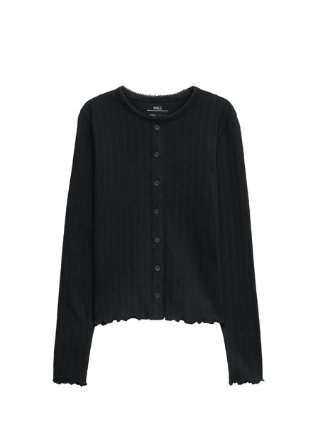 Marks & Spencer Topík s knoflíky a zapínáním na knoflíky s vysokým obsahem bavlny (6–16 let) Marks & Spencer černá