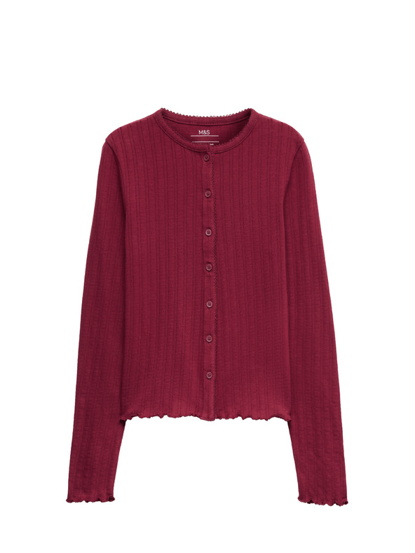 Marks & Spencer Topík s knoflíky a zapínáním na knoflíky s vysokým obsahem bavlny (6–16 let) Marks & Spencer červená