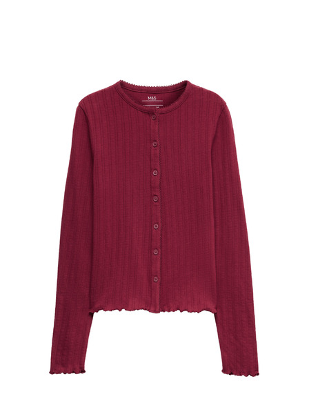 Marks & Spencer Topík s knoflíky a zapínáním na knoflíky s vysokým obsahem bavlny (6–16 let) Marks & Spencer červená