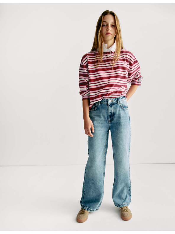 Marks & Spencer Pruhovaná sportovní košile z čisté bavlny (6–16 let) Marks & Spencer červená