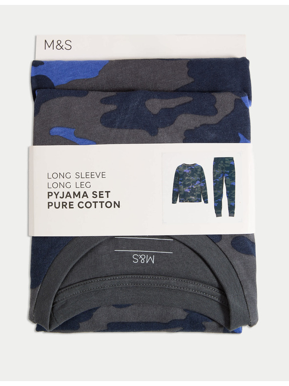Marks & Spencer Maskáčové pyžamo z čisté bavlny (6–16 let) Marks & Spencer modrá