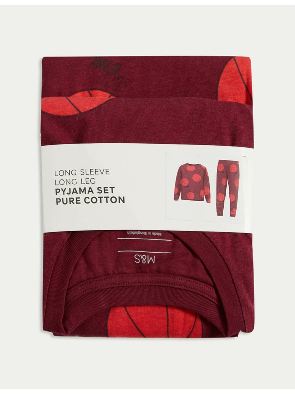 Marks & Spencer Pyžamová souprava Basketball, z čisté bavlny (3–16 let) Marks & Spencer červená