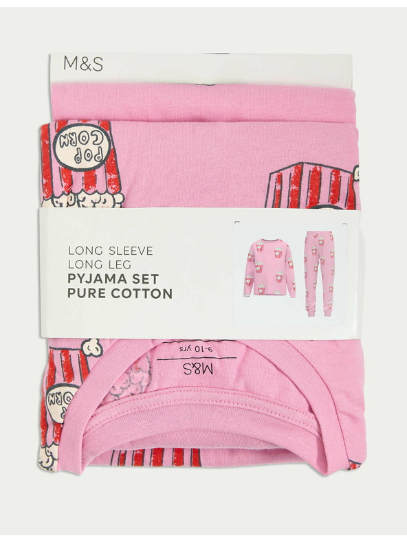 Marks & Spencer Pyžamo z čisté bavlny s motivem popcornu (1–16 let) Marks & Spencer růžová