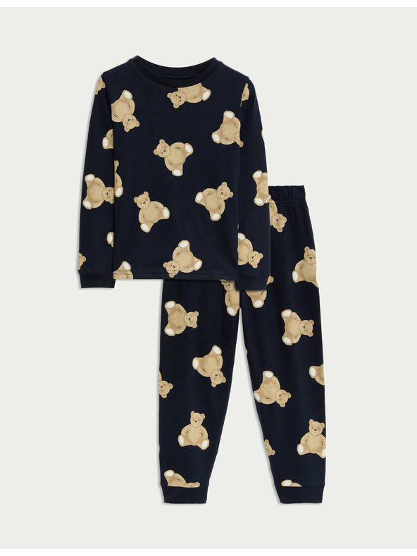 Marks & Spencer Pyžamo z čisté bavlny s motivem Spencer Bear™ (1–16 let) Marks & Spencer námořnická modrá