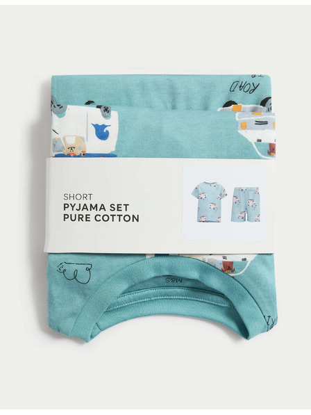 Marks & Spencer Pyžamo z čisté bavlny s dopravními prostředky (1–8 let) Marks & Spencer modrá