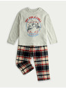 Marks & Spencer Kostkované pyžamo z čisté bavlny s grafikou hvězdy (12 měsíců – 8 let) Marks & Spencer šedá