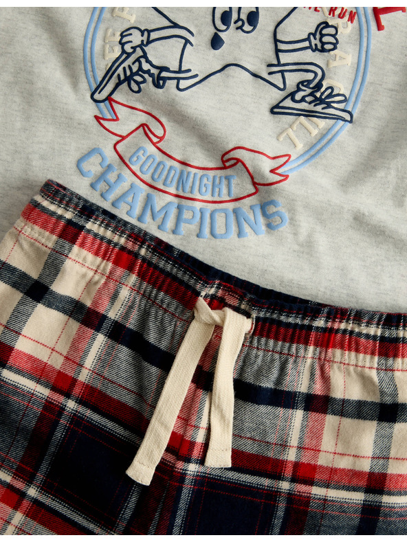 Marks & Spencer Kostkované pyžamo z čisté bavlny s grafikou hvězdy (12 měsíců – 8 let) Marks & Spencer šedá