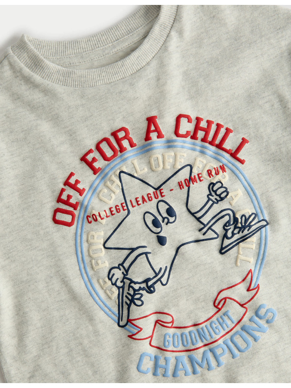 Marks & Spencer Kostkované pyžamo z čisté bavlny s grafikou hvězdy (12 měsíců – 8 let) Marks & Spencer šedá