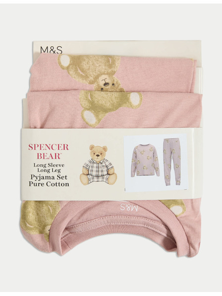 Marks & Spencer Pyžamo z čisté bavlny s motivem Spencer Bear™ (1–16 let) Marks & Spencer hnědá
