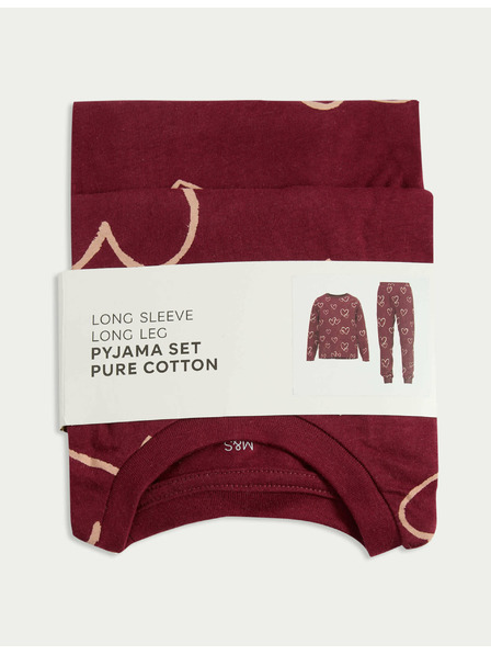 Marks & Spencer Pyžamo z čisté bavlny se srdíčkovým potiskem (1–16 let) Marks & Spencer červená