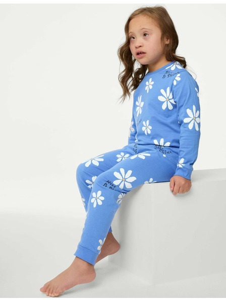 Marks & Spencer Květované pyžamo z čisté bavlny (1–8 let) Marks & Spencer modrá