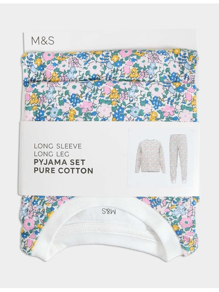 Marks & Spencer Pyžamo z čisté bavlny s květinovým vzorem (12 měsíců - 16 let) Marks & Spencer smetanová